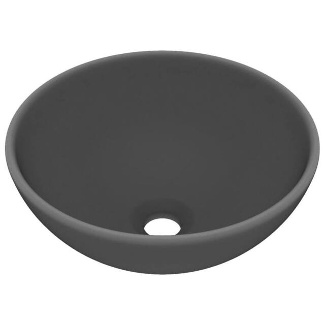 Berkfield Home Luxury Bathroom Basin Round Matt Dark Grey 32.5x14 cm Ceramic - image 1