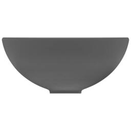 Berkfield Home Luxury Bathroom Basin Round Matt Dark Grey 32.5x14 cm Ceramic - thumbnail 4