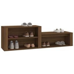 Berkfield Home Shoe Cabinet Brown Oak 150x35x45 cm Engineered Wood - Size: 150 x 35 x 45 cm - thumbnail 4