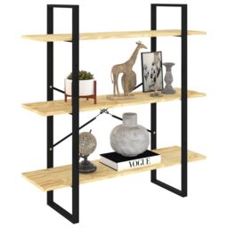 Berkfield Home 3-Tier Book Cabinet 100x30x105 cm Solid Pine Wood in Brown - Size: 100 x 30 x 105 cm - thumbnail 3