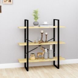 Berkfield Home 3-Tier Book Cabinet 100x30x105 cm Solid Pine Wood in Brown - Size: 100 x 30 x 105 cm - thumbnail 1