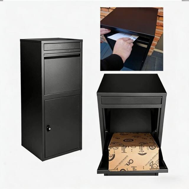 Dprodo Parcel & Letter Drop Box with Secure Storage, Waterproof for Outside in Black - image 1