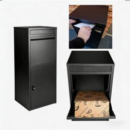 Dprodo Parcel & Letter Drop Box with Secure Storage, Waterproof for Outside in Black