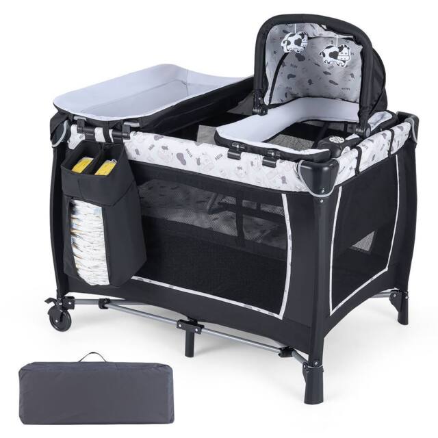 CASART Foldable Nursery Center Bassinet Baby Playard w/Diaper Changing Table - Size: Crib - image 1
