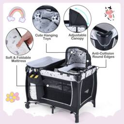 CASART Foldable Nursery Center Bassinet Baby Playard w/Diaper Changing Table - Size: Crib - thumbnail 3