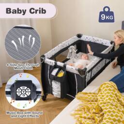 CASART Foldable Nursery Center Bassinet Baby Playard w/Diaper Changing Table - Size: Crib - thumbnail 8