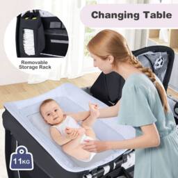 CASART Foldable Nursery Center Bassinet Baby Playard w/Diaper Changing Table - Size: Crib - thumbnail 7