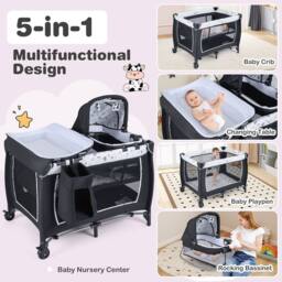 CASART Foldable Nursery Center Bassinet Baby Playard w/Diaper Changing Table - Size: Crib - thumbnail 4