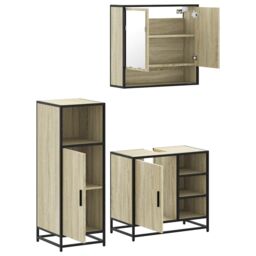 Berkfield Home 3 Piece Bathroom Furniture Set Sonoma Oak Engineered Wood in Brown - thumbnail 6