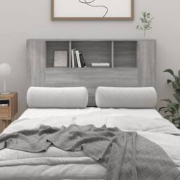 Berkfield Home Headboard Cabinet Grey Sonoma 120x18.5x104.5 cm - thumbnail 2