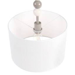 Wyld and Coco Pendant Lamp - Beige Fabric Drum Shade Iron Frame Mid-Century - thumbnail 5