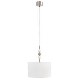 Wyld and Coco Pendant Lamp - Beige Fabric Drum Shade Iron Frame Mid-Century - thumbnail 4
