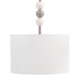 Wyld and Coco Pendant Lamp - Beige Fabric Drum Shade Iron Frame Mid-Century - thumbnail 2