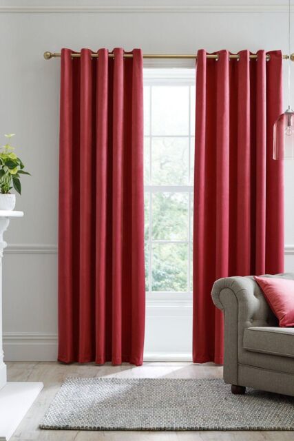 Laurence Llewelyn-Bowen 'Montrose' Velvet Blackout-Coated Pair of Eyelet Curtains in Burgundy - Size: 229 cm width x 183 cm drop - image 1
