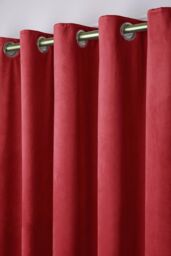 Laurence Llewelyn-Bowen 'Montrose' Velvet Blackout-Coated Pair of Eyelet Curtains in Burgundy - Size: 229 cm width x 183 cm drop - thumbnail 2