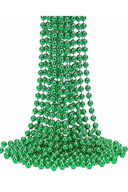 Neel Blue 9M Metallic Christmas Bead Chain - 7.5mm Shiny Pearl Garland in Green - image 1