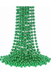 Neel Blue 9M Metallic Christmas Bead Chain - 7.5mm Shiny Pearl Garland in Green