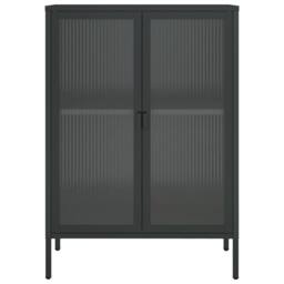 Berkfield Home Sideboard Black 75x35x105 cm Glass & Steel - Size: 75 x 35 x 105 cm - thumbnail 6