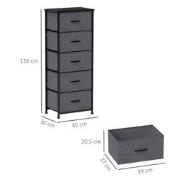 Wyld Haus Ralora 5 Drawer Dark Grey Fabric Dresser with Steel Frame - thumbnail 4