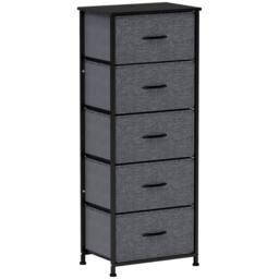 Wyld Haus Ralora 5 Drawer Dark Grey Fabric Dresser with Steel Frame - thumbnail 2