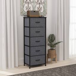 Wyld Haus Ralora 5 Drawer Dark Grey Fabric Dresser with Steel Frame - thumbnail 9