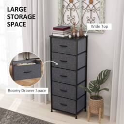 Wyld Haus Ralora 5 Drawer Dark Grey Fabric Dresser with Steel Frame - thumbnail 5