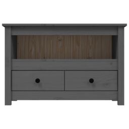 Berkfield Home TV Cabinet Grey 79x35x52 cm Solid Wood Pine - Size: 79 x 35 x 52 cm - thumbnail 6
