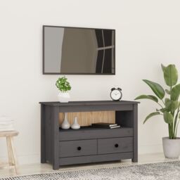 Berkfield Home TV Cabinet Grey 79x35x52 cm Solid Wood Pine - Size: 79 x 35 x 52 cm
