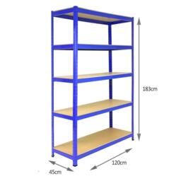 Monstershop Monster Racking T-Rax Strong Storage Shelves, Blue, 120cm W, 45cm D in Blue - thumbnail 4