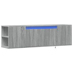 Berkfield Home TV Wall Cabinet with LED Lights Grey Sonoma 135x31x39.5 cm - thumbnail 3