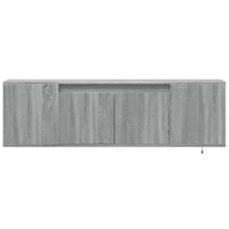 Berkfield Home TV Wall Cabinet with LED Lights Grey Sonoma 135x31x39.5 cm - thumbnail 6