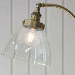 Loops Curved Arm Floor Lamp Antique Brass Tall Free Standing Metal Retro Reading Light in Metallics - thumbnail 5