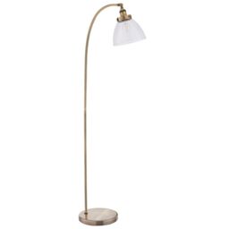 Loops Curved Arm Floor Lamp Antique Brass Tall Free Standing Metal Retro Reading Light in Metallics - thumbnail 1