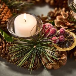 Dibor Citrus Spice Round Table Centrepiece Christmas Decoration Candle Holders Tealight Holder 30cm in Brown - thumbnail 3