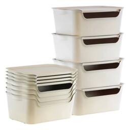 KORVIXA Storage Boxes with Lids Set of 4 Stackable in Beige - Size: 900mm - thumbnail 1