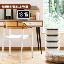 KORVIXA Storage Boxes with Lids Set of 4 Stackable in Beige - Size: 900mm - thumbnail 3