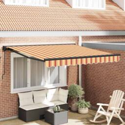 Berkfield Home Manual Retractable Awning - Yellow & Orange, 300 x 250 cm - thumbnail 2