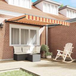 Berkfield Home Manual Retractable Awning - Yellow & Orange, 300 x 250 cm - thumbnail 3