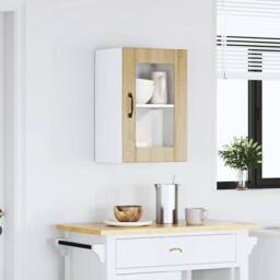 Berkfield Home Kitchen Wall Cabinet with Glass Door Lucca Sonoma Oak in Brown