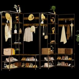 Pirlo Plush Adjustable Industrial Hall Tree Coat Rack Stand With Shoe Storage Shelves in Brown - thumbnail 4