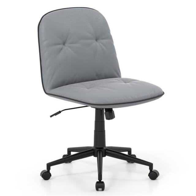 VOGREX Armless PU Leather Swivel Office Chair in Grey - image 1