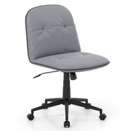 VOGREX Armless PU Leather Swivel Office Chair in Grey