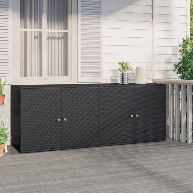 Berkfield Home Garden Storage Cabinet Black 198x55.5x80 cm Poly Rattan - image 1