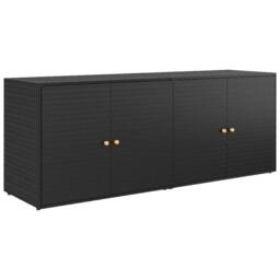Berkfield Home Garden Storage Cabinet Black 198x55.5x80 cm Poly Rattan - thumbnail 2