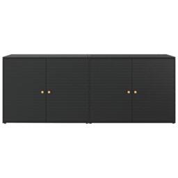 Berkfield Home Garden Storage Cabinet Black 198x55.5x80 cm Poly Rattan - thumbnail 4