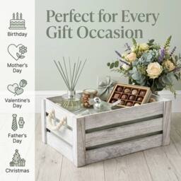 SPETLEK Wooden Crates shelve Box Christmas Gift Hampers Medium in Light Grey - Size: Large - thumbnail 4