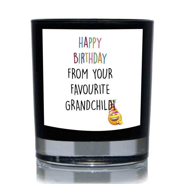 60 SECOND MAKEOVER Happy Birthday From Your Favourite Grandchild Funny 20cl Candle in Black