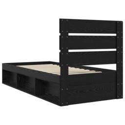 Berkfield Home Bed Frame with Headboard Black 75 x 190 cm Solid Pine Wood - thumbnail 9