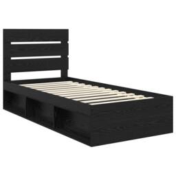 Berkfield Home Bed Frame with Headboard Black 75 x 190 cm Solid Pine Wood - thumbnail 4