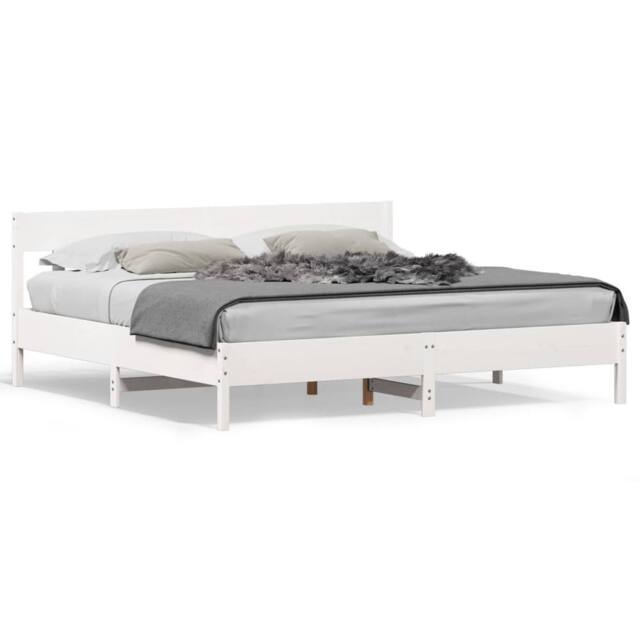 Berkfield Home Bed Frame without Mattress White 180x200 cm Super King Solid Wood Pine - image 1